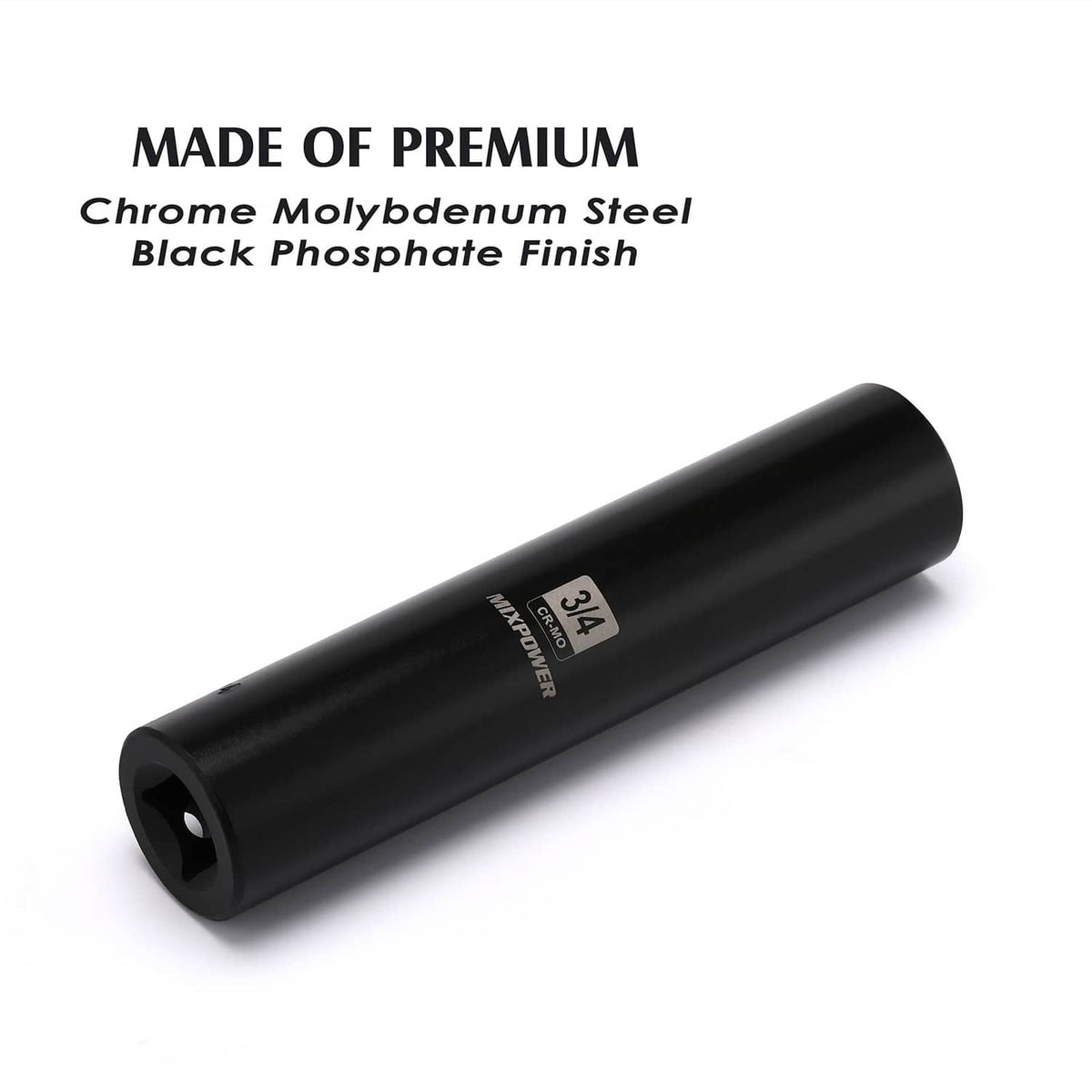 MIXPOWER 3/4 in extra-long deep impact socket, black CR-MO steel, 1/2 in drive