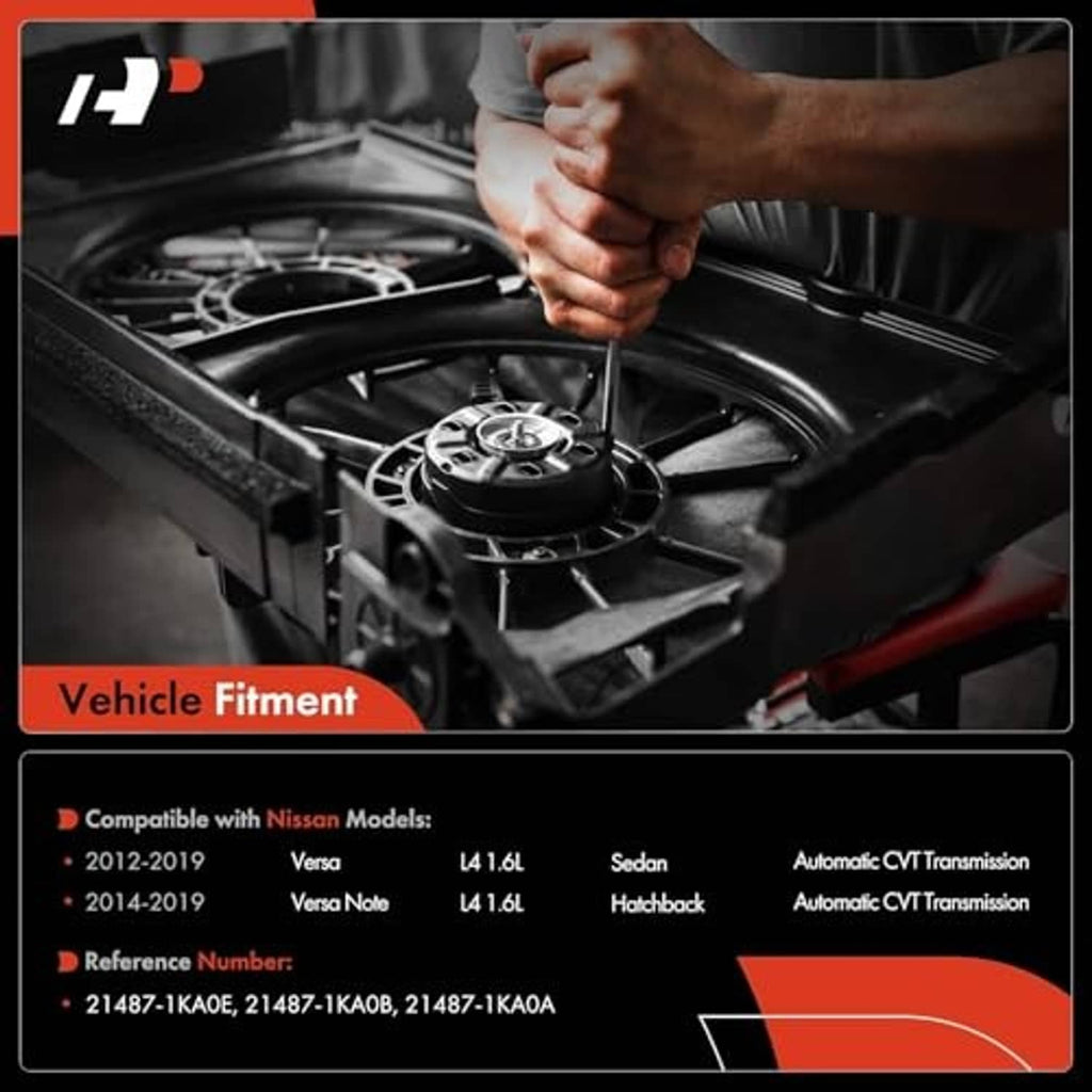 Radiator fan motor mounted in engine bay with electrical connector