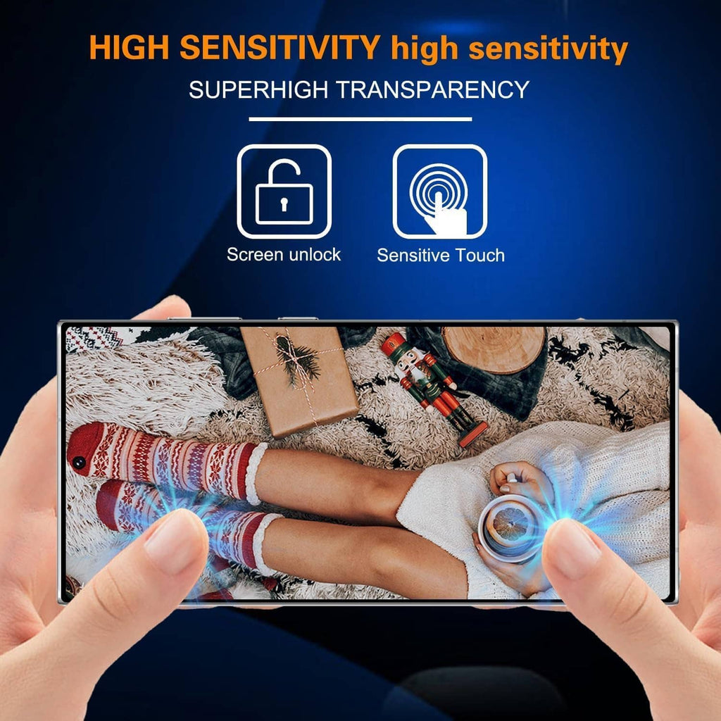 High-sensitivity privacy screen protector on a smartphone display with touch-friendly clarity