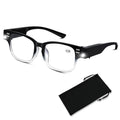 Black +3.00 reading glasses with bright built-in LED light and clear lenses