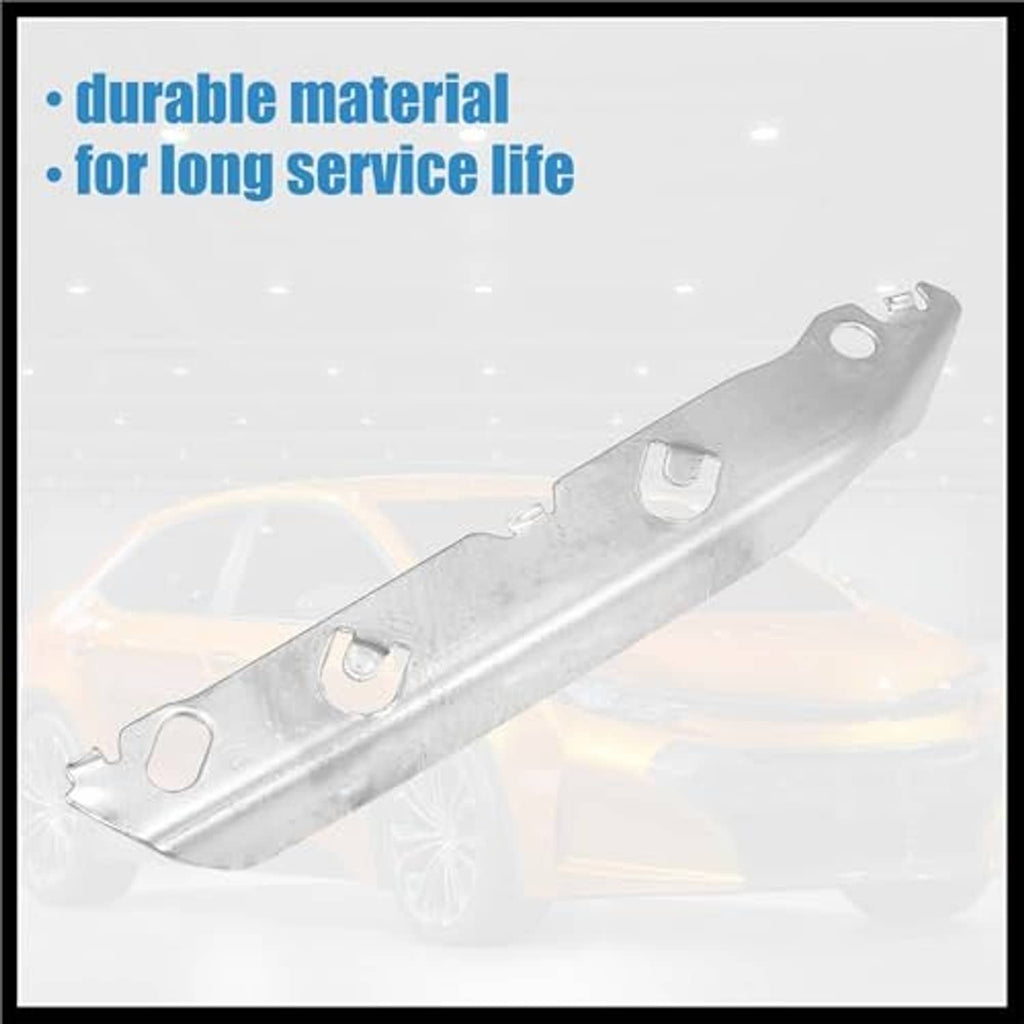 Front bumper mounting support bracket, silver metal with mounting tabs and holes