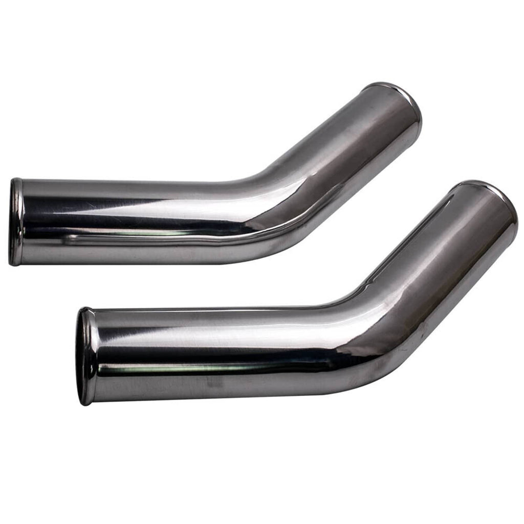 Polished aluminum elbow pipes with open ends for intercooler piping