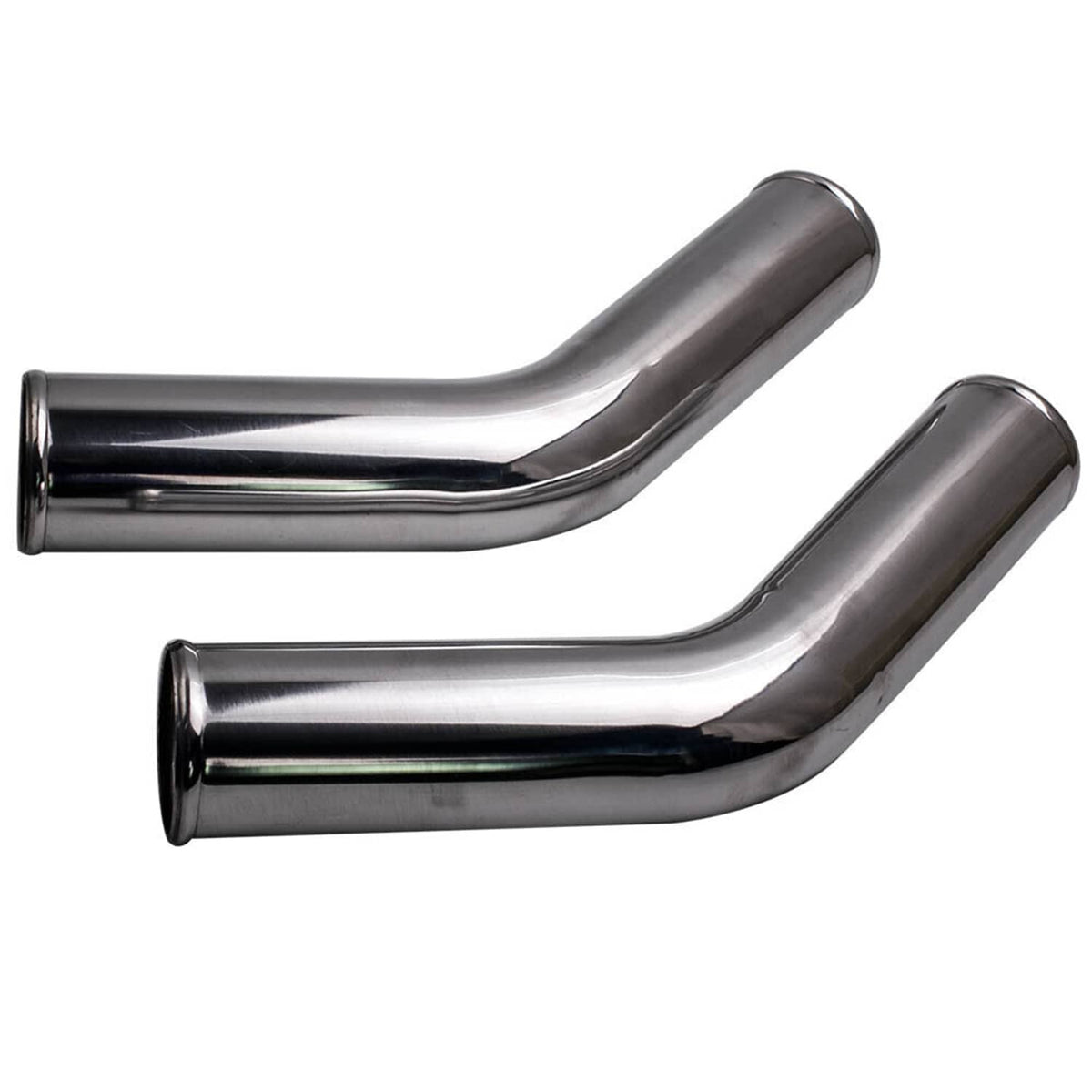 Polished aluminum elbow pipes with open ends for intercooler piping
