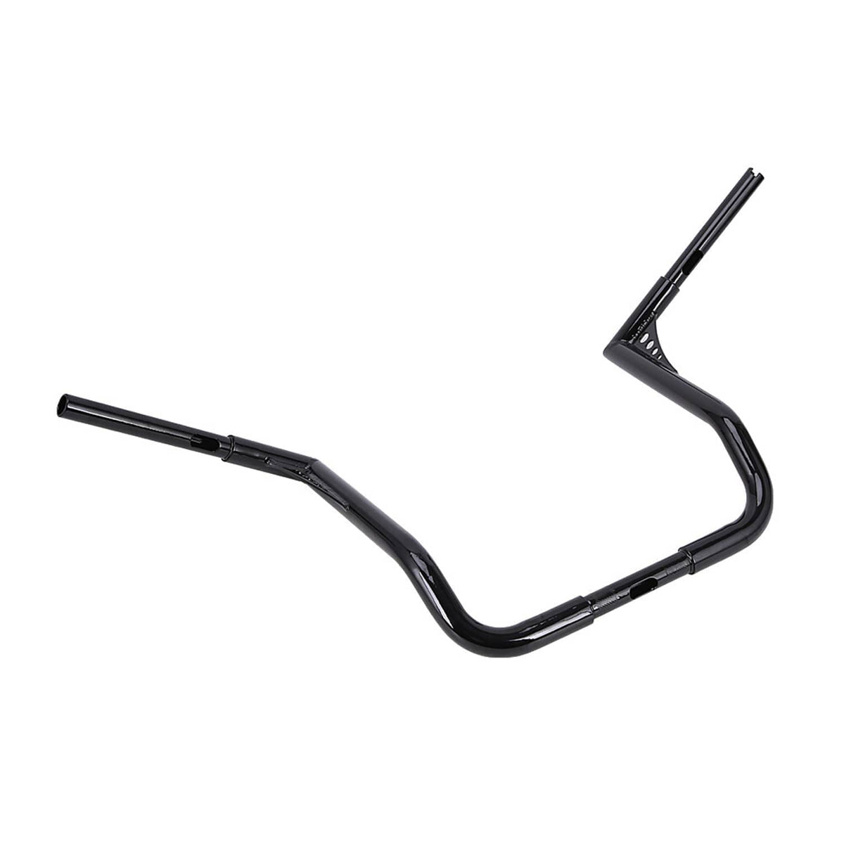 Black 16-inch motorcycle handlebar with curved center and straight pullback ends