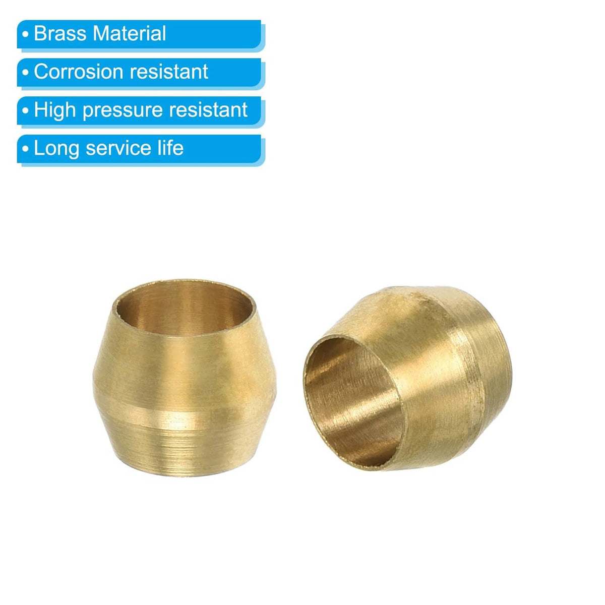 Brass compression sleeve ferrules, corrosion- and pressure-resistant, 16 pcs