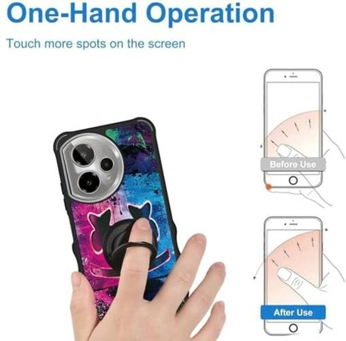 Rugged black phone case with graffiti design, grippy profile and precise button openings.