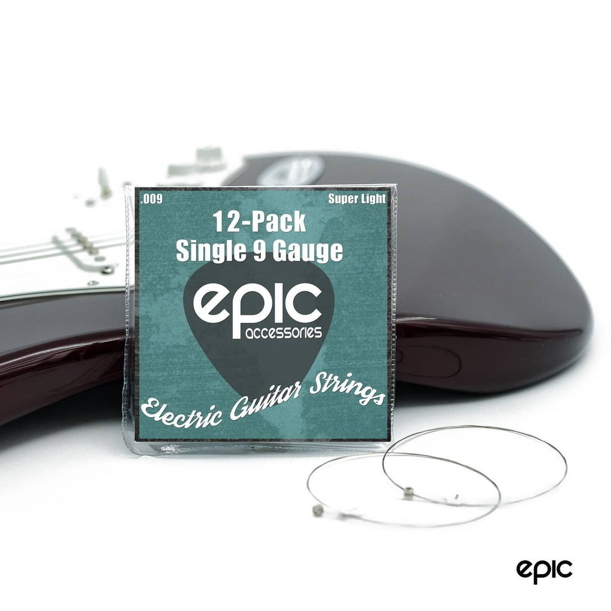 Epic Accessories 12-pack single 9 gauge electric guitar strings with loose set