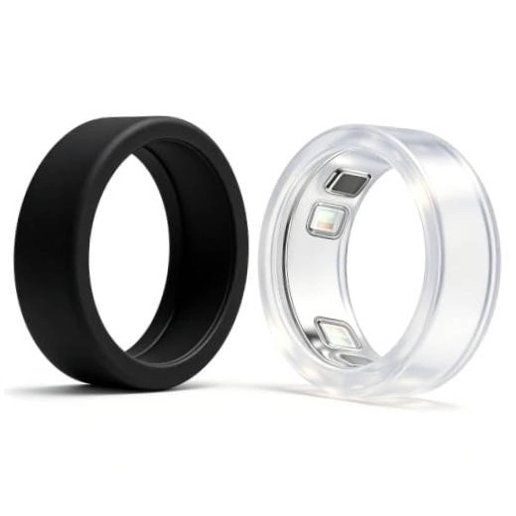 Silicone case for Oura Ring 5, small black and translucent two-pack, circular ring cover