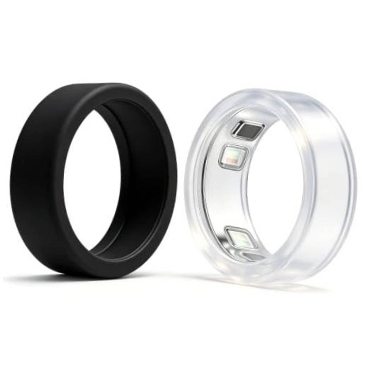 Silicone case for Oura Ring 5, small black and translucent two-pack, circular ring cover