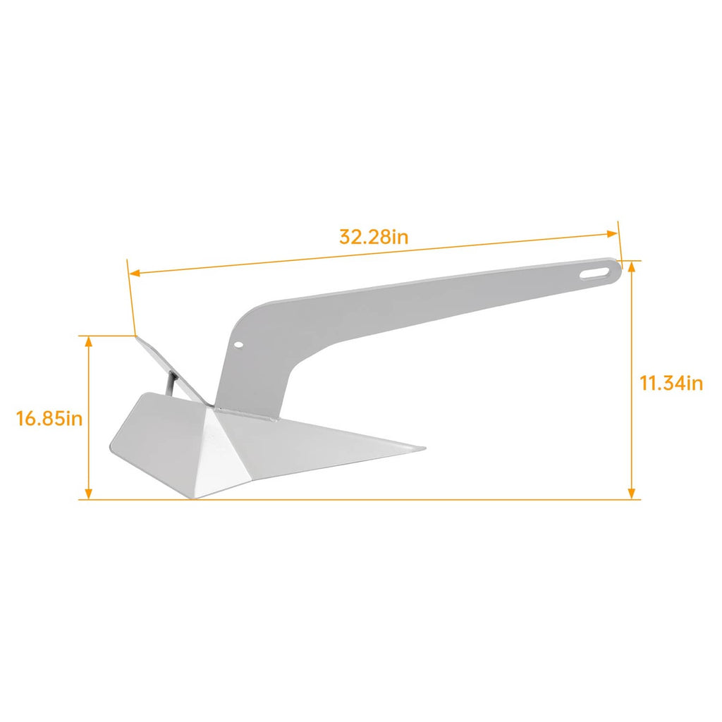 Delta-style wing anchor matte gray, showing flukes and long shank with top hole