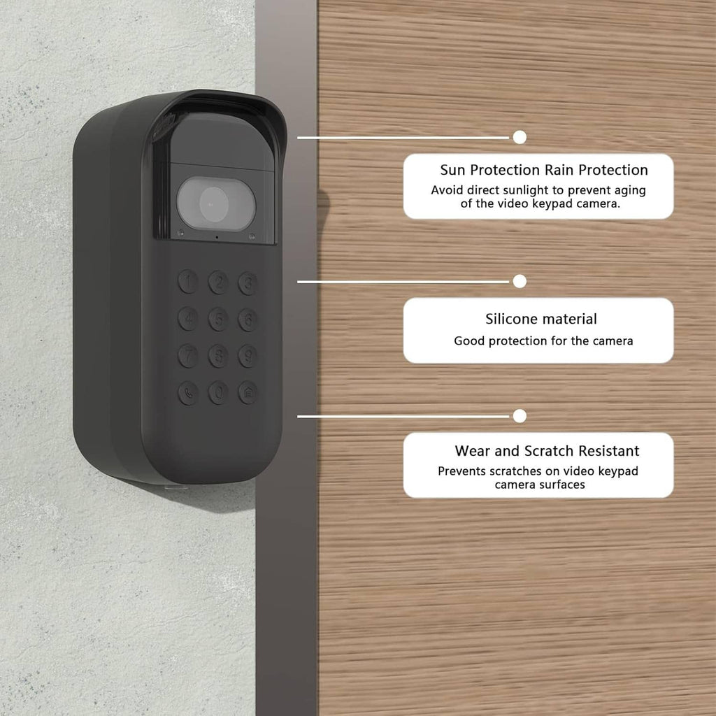 Black silicone protective cover for outdoor video keypad camera mounted on wall