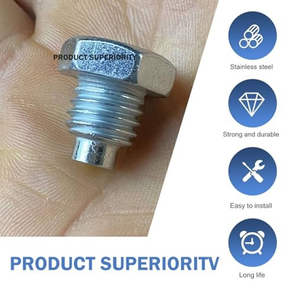 Stainless steel hydraulic jack set screw in close-up on fingertip