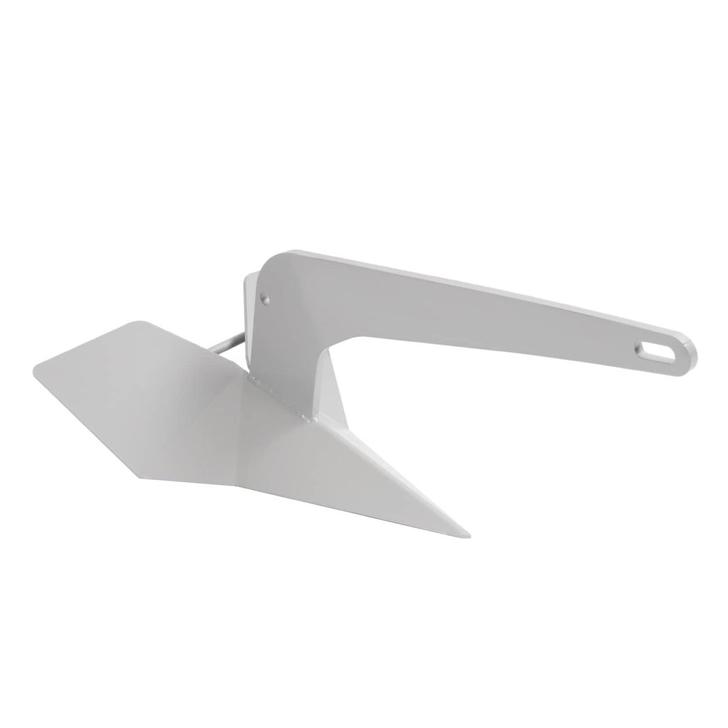 Delta-style wing anchor, gray metal with wide fluke wings and long handled shank
