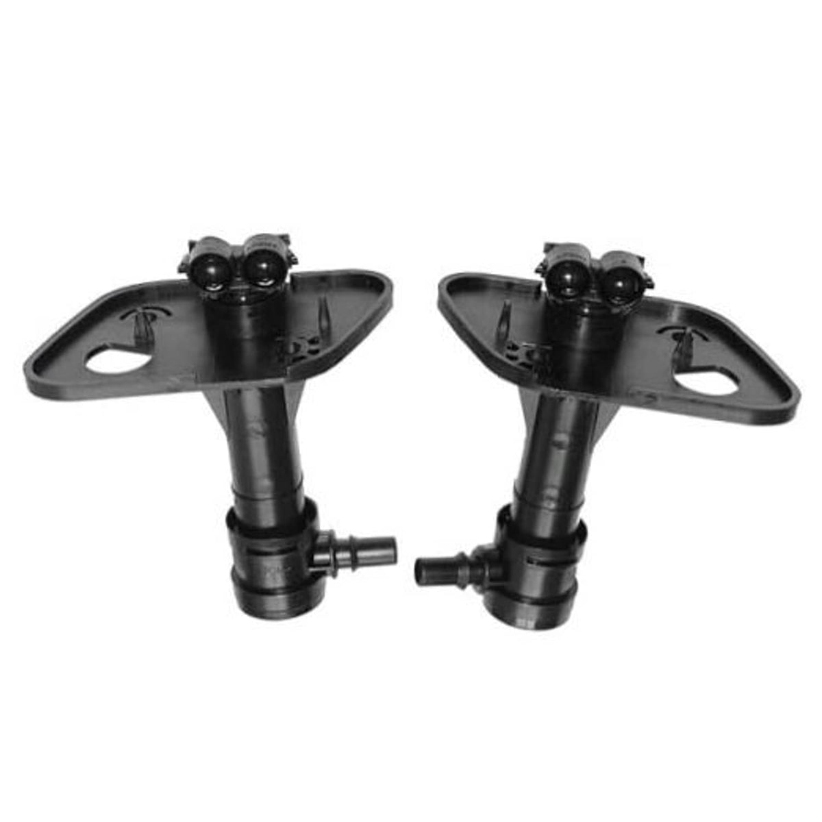 Headlight washer nozzle jet sprayer assembly, black plastic with dual spray fittings