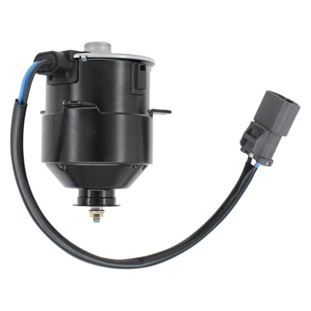 Engine radiator cooling fan motor with top sensor housing and attached wiring