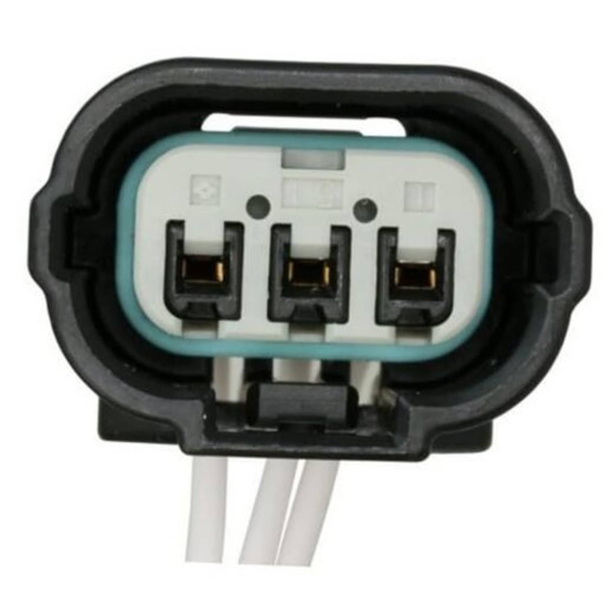Throttle position sensor connector with three terminals and two wire leads