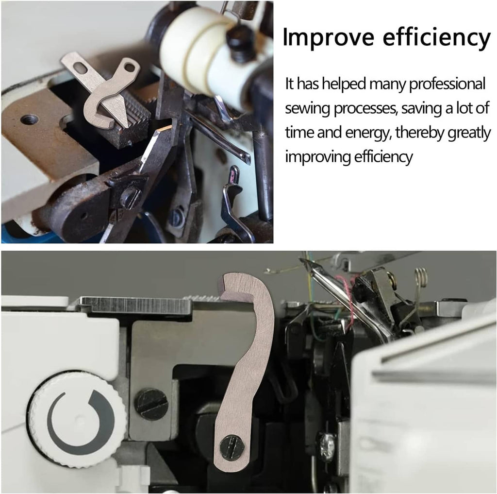 Serger knife blade components near machine cutter, stainless steel with oval holes