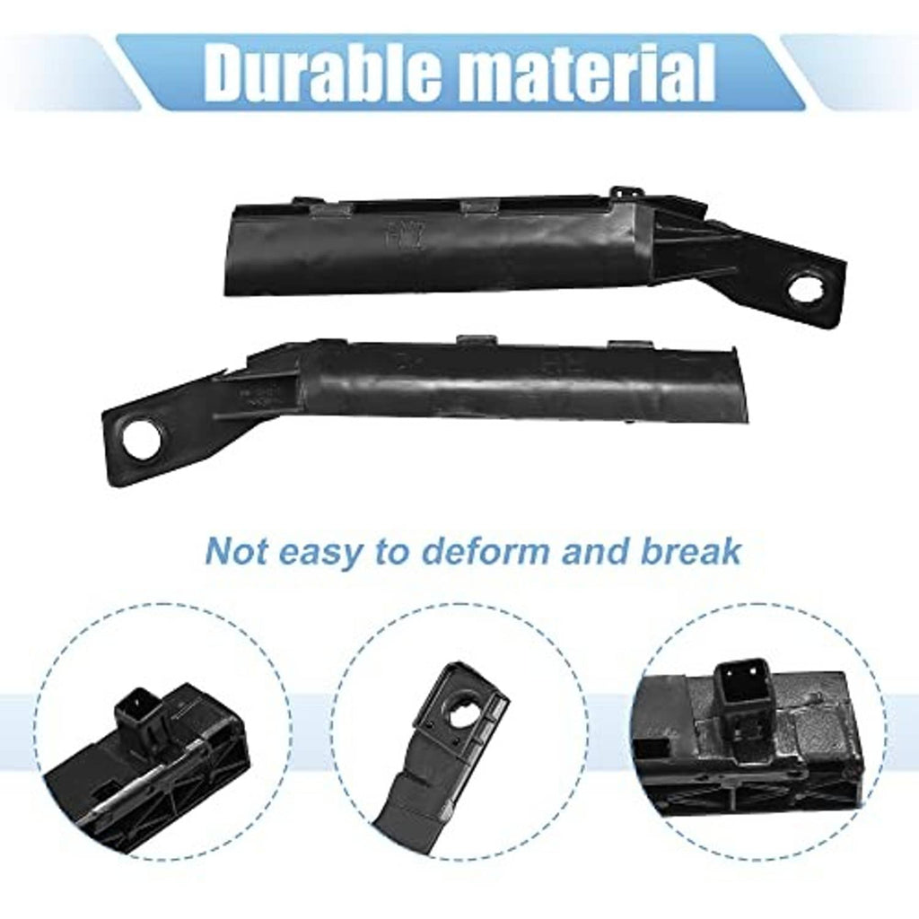 Black front bumper support bracket pair, molded plastic with mounting holes