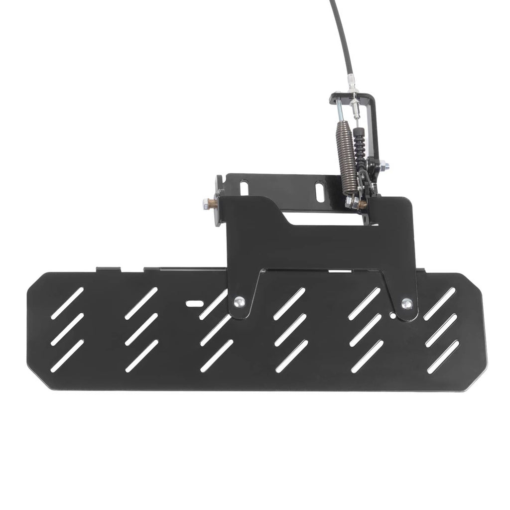 Black discharge chute blocker deflector plate with mounting hardware and spring