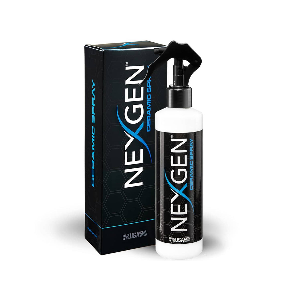 Nexgen ceramic spray silicon dioxide bottle with trigger sprayer and matching box