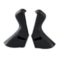 Black brake lever hood covers, textured grip pattern, curved protective sleeves (pair)