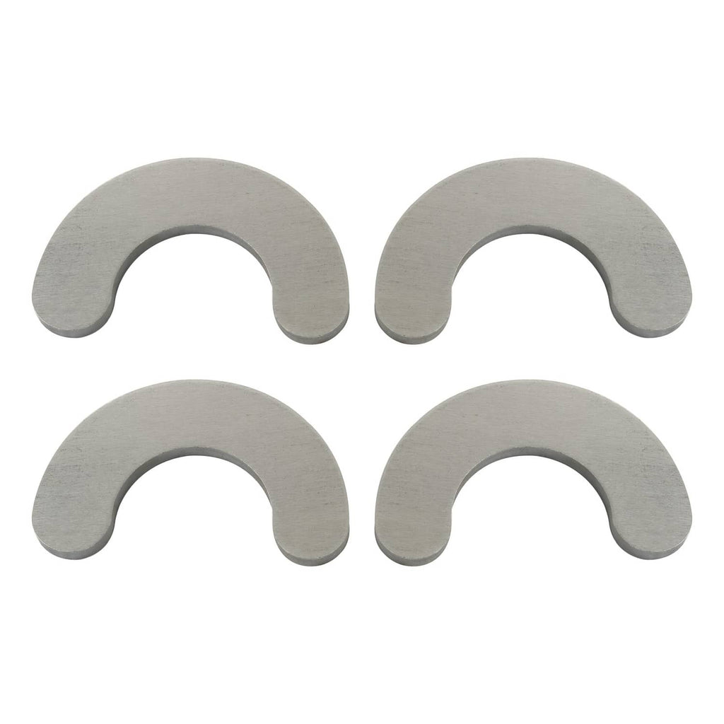 Loader bracket ear mounts, two pairs of curved U-shaped metal pieces, light gray.