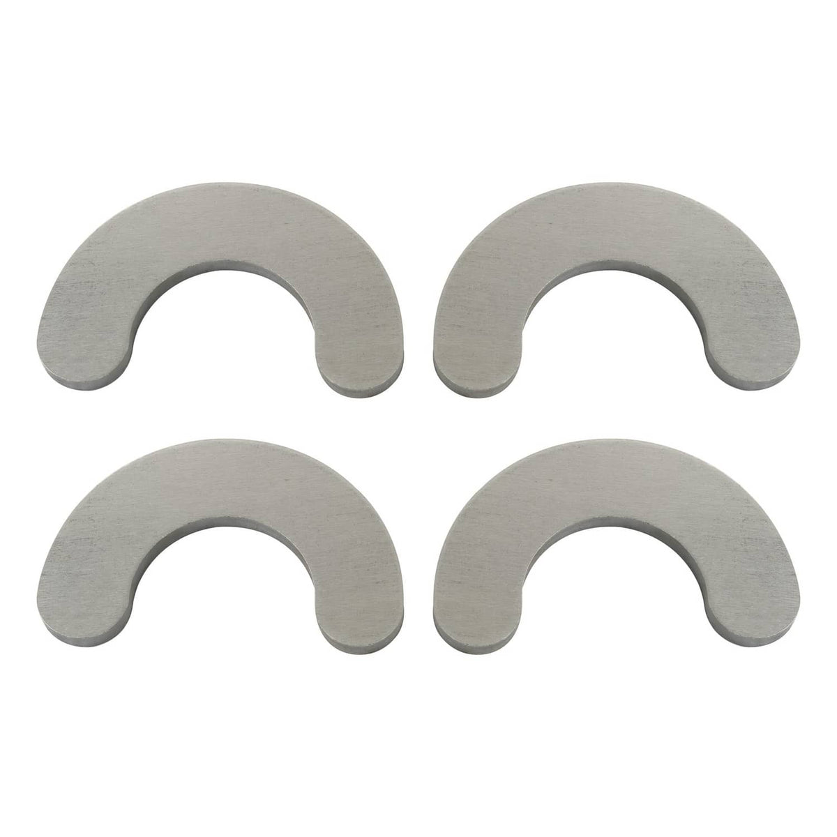 Loader bracket ear mounts, two pairs of curved U-shaped metal pieces, light gray.