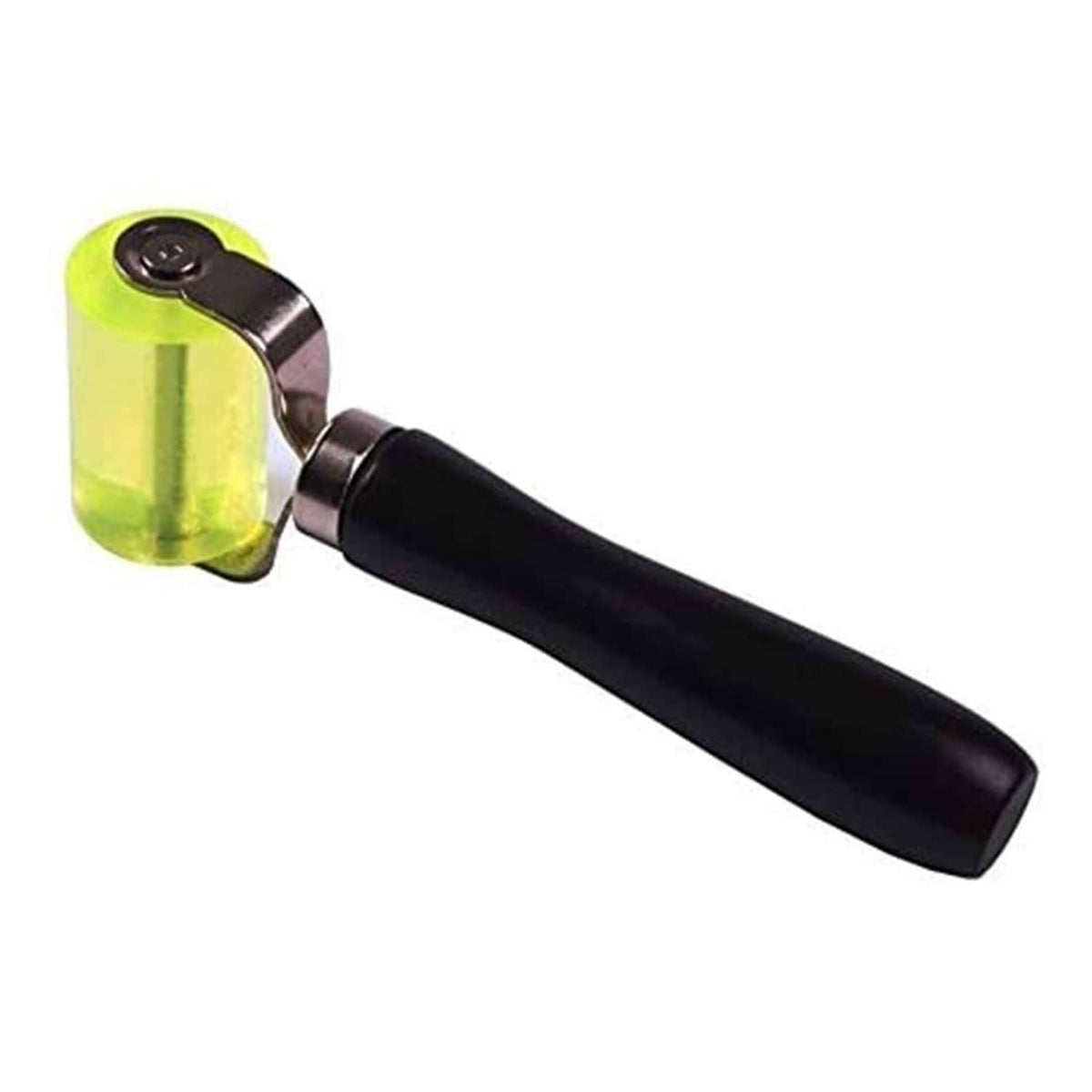Rubber seam roller applicator with lime-green guard and black handle
