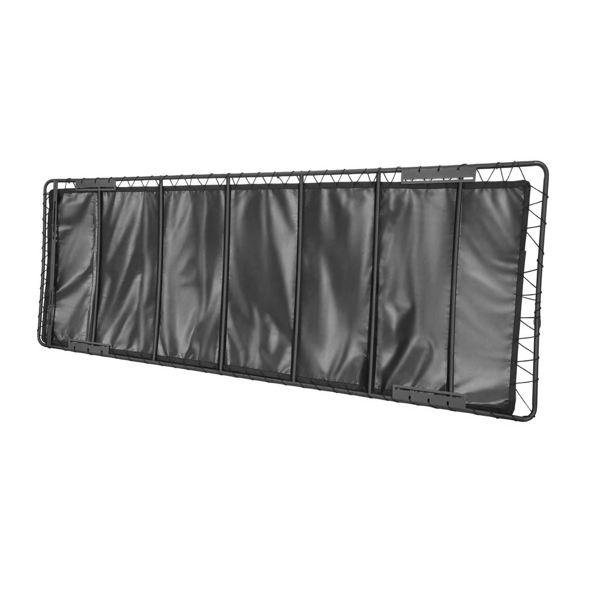 Golf cart bimini-style sun top with black tubular frame and vinyl panels