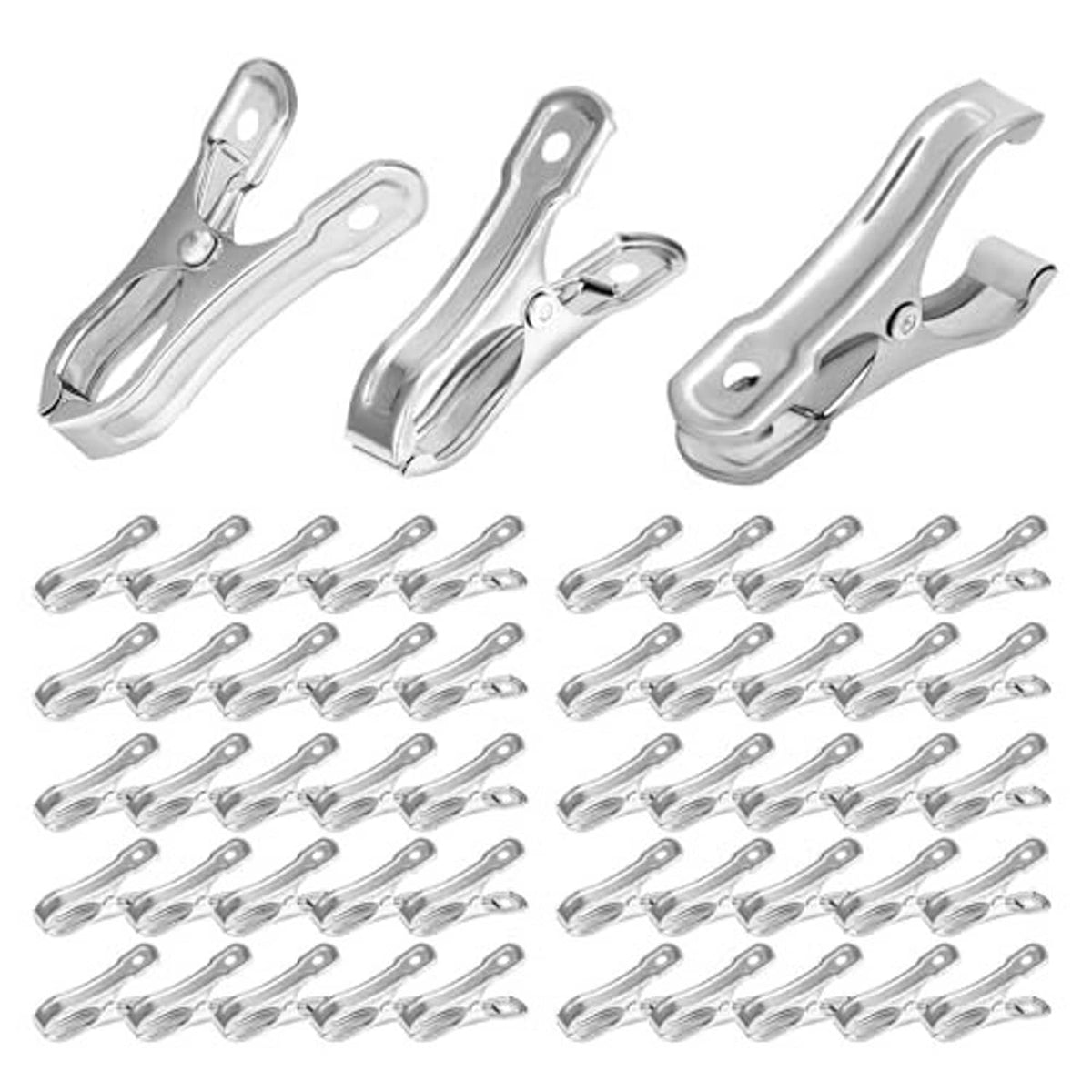 Stainless steel spring greenhouse clamps, pack of multiple curved clips