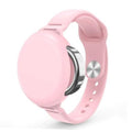Small pink silicone wristband with stainless-style circular clasp for a smart ring