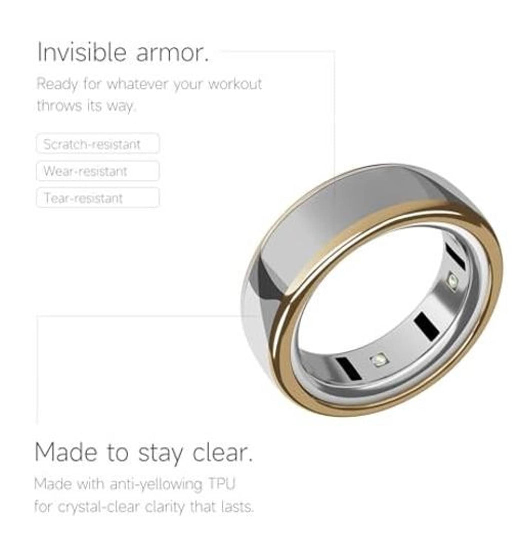 Gold-tone Oura ring cover with silver interior and smooth rounded edges