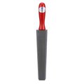 Silicon carbide utility file with red handle and rectangular gray abrasive surface
