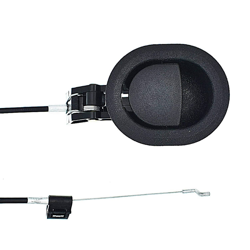 Black recliner release pull handle with metal latch and cable end