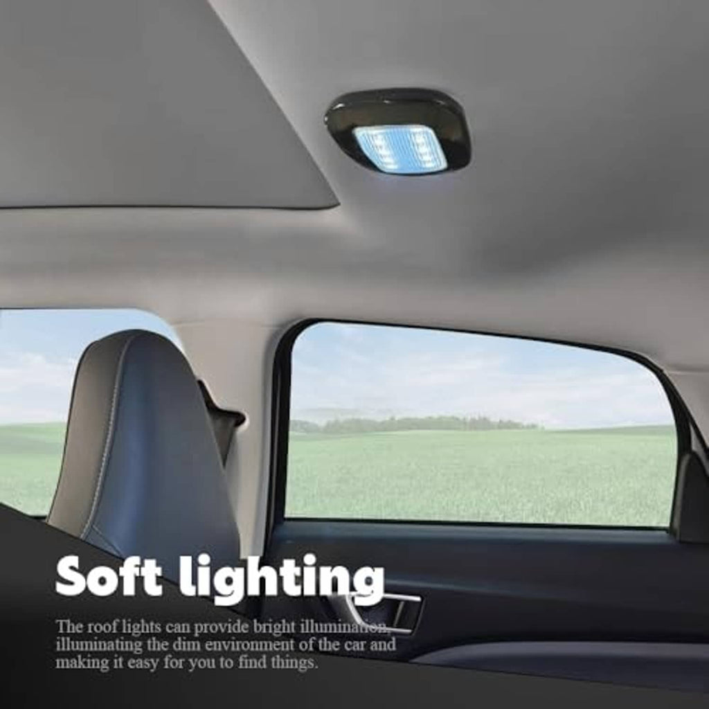 Car ceiling dome LED light, black housing with bright rectangular LED panel