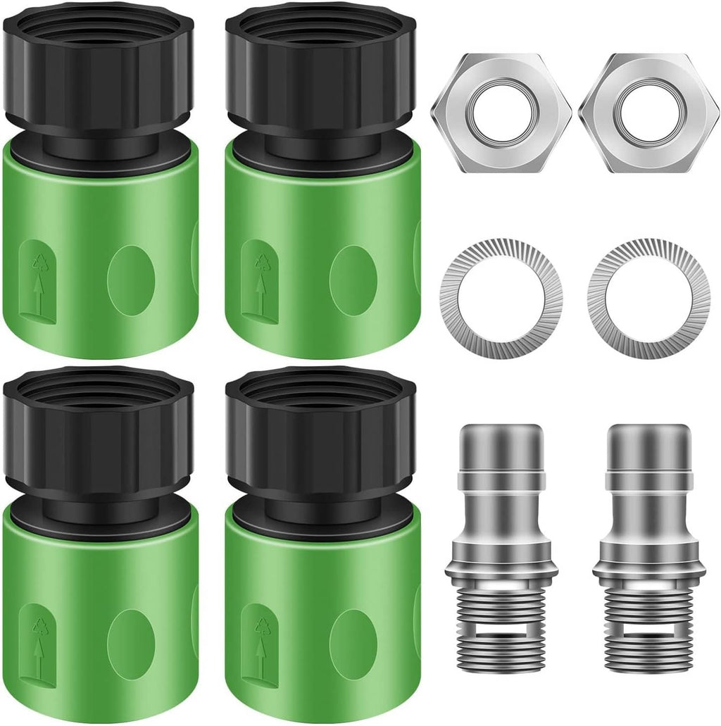 Lawn mower deck wash kit: green bottle, black adapter, hex nuts, wire brushes