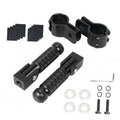 Black 90-degree foldable motorcycle foot pegs with rubber grips and anti-loosening washers