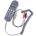 Corded phone line network cable tester with LCD screen and coiled test cable