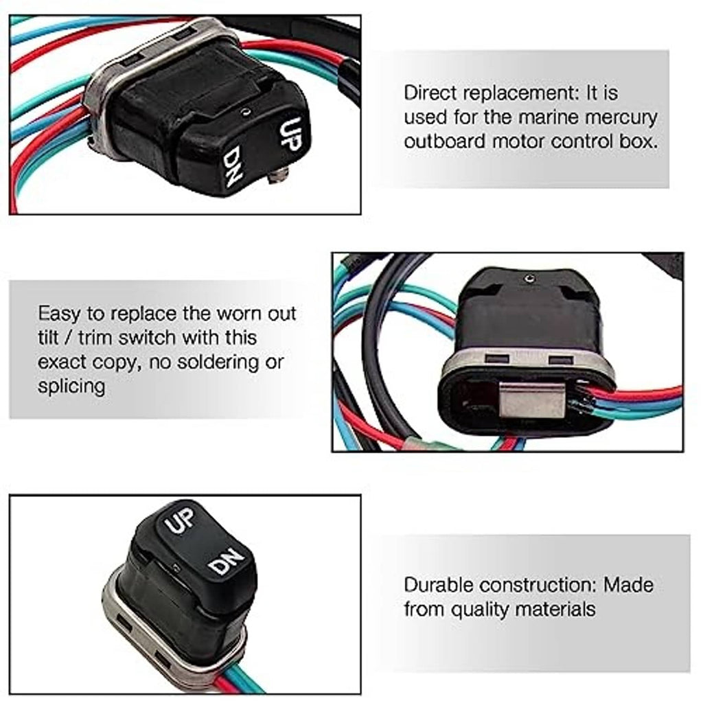 Tilt trim switch with black switch body and multi-color wiring harness