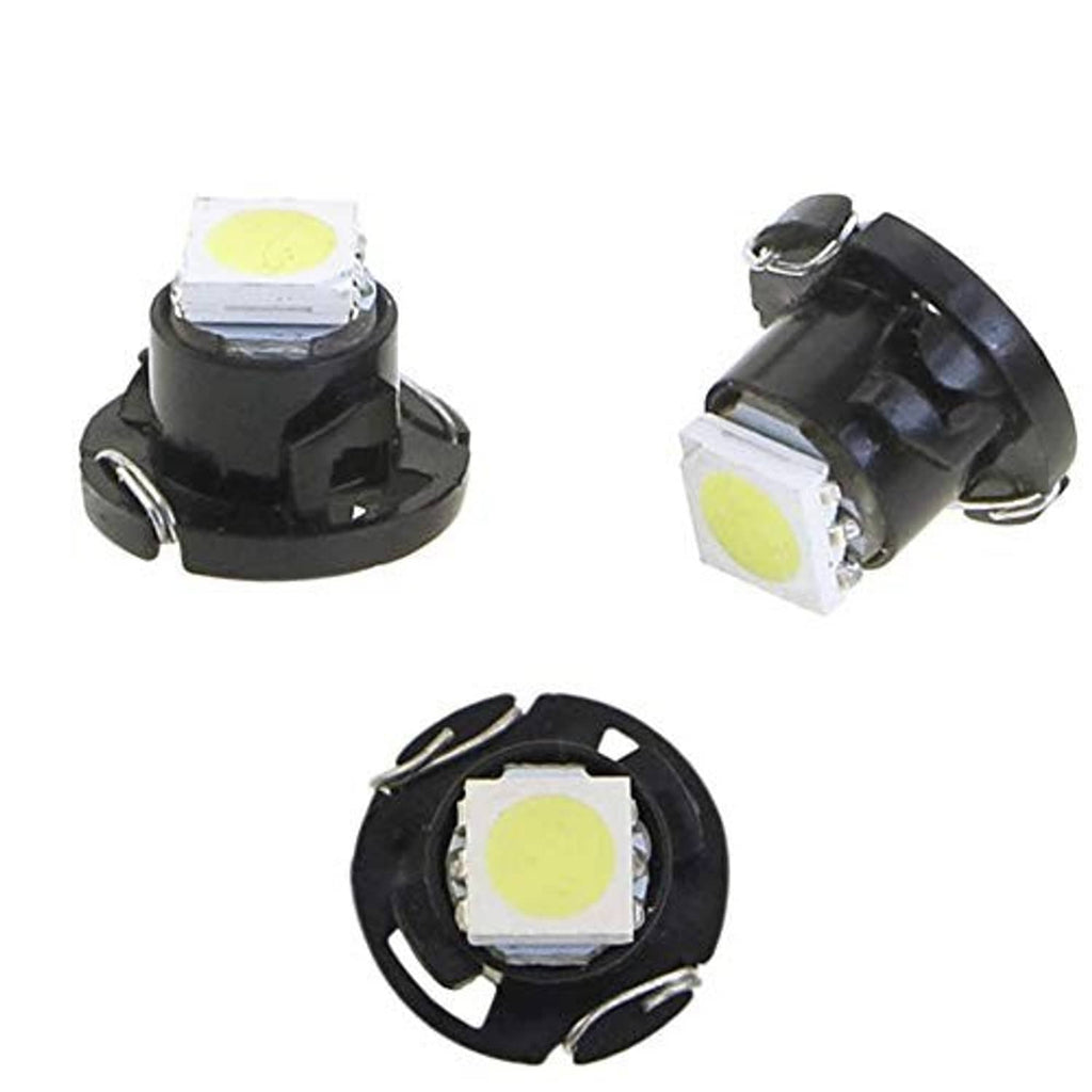 LED wedge bulbs with white chip on black base, top and side views