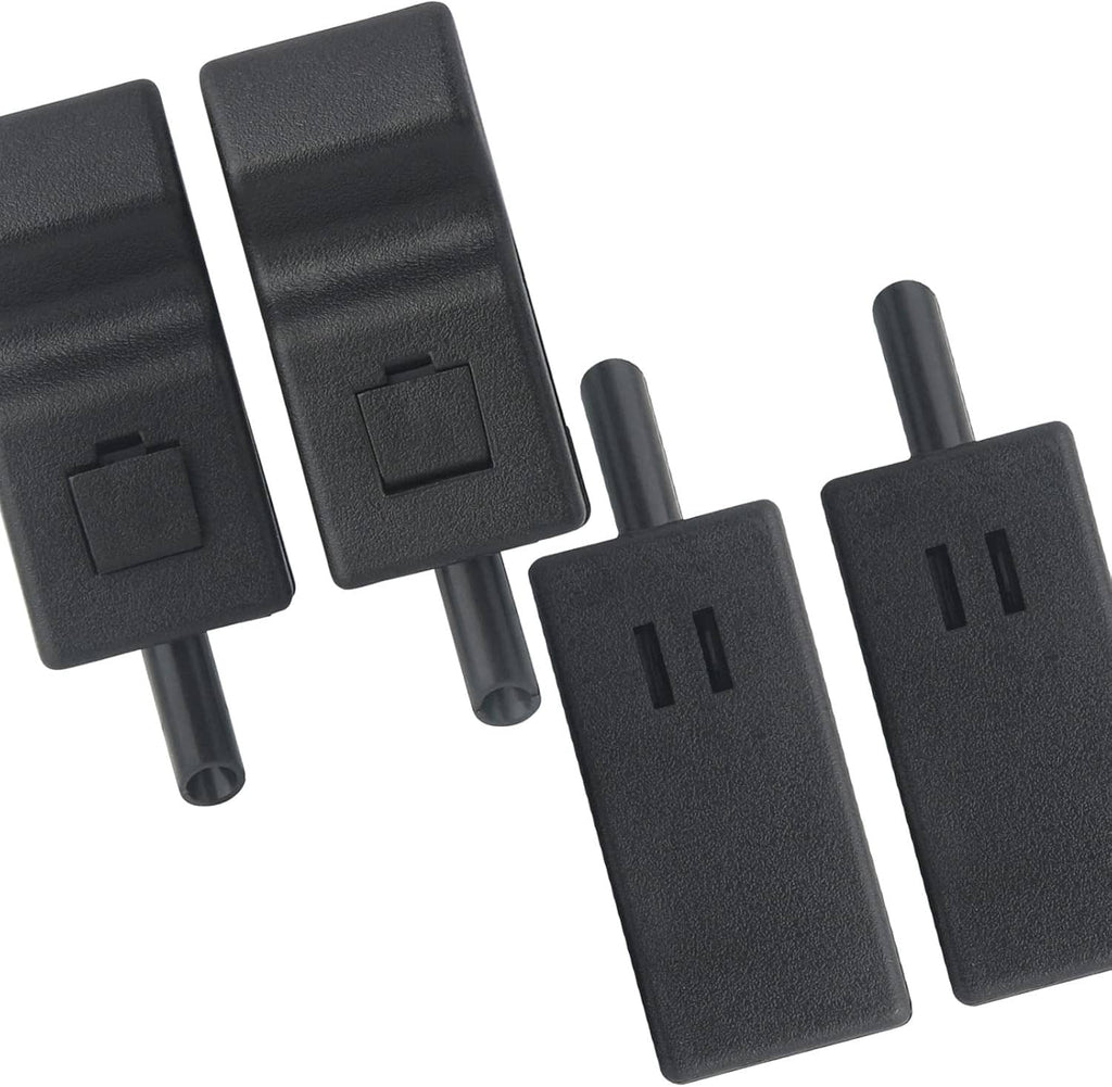 Door lock knob pair with stems and rectangular release tab details, close-up