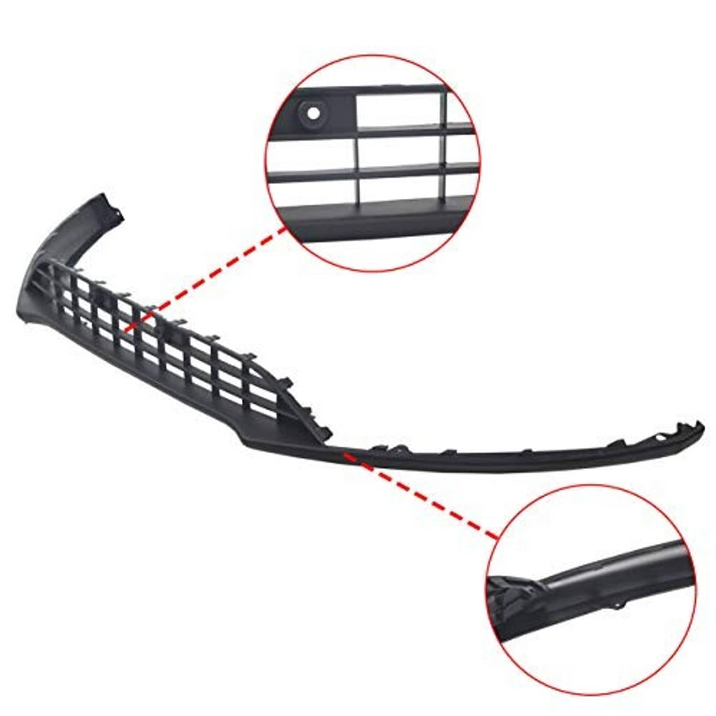 Front bumper lower grill insert with mounting clips and black grille mesh
