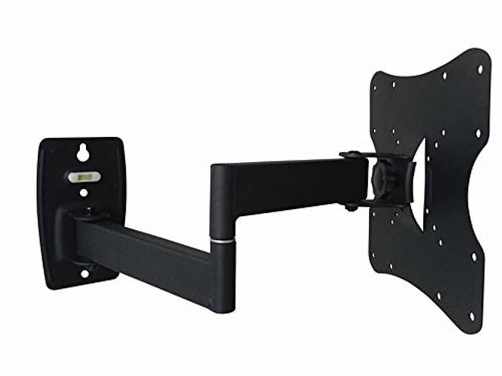 Black full-motion TV wall mount arm with wall plate and VESA bracket