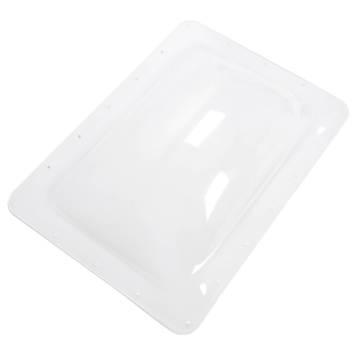 Clear RV skylight cover panel, rectangular with dome bubble top and mounting holes