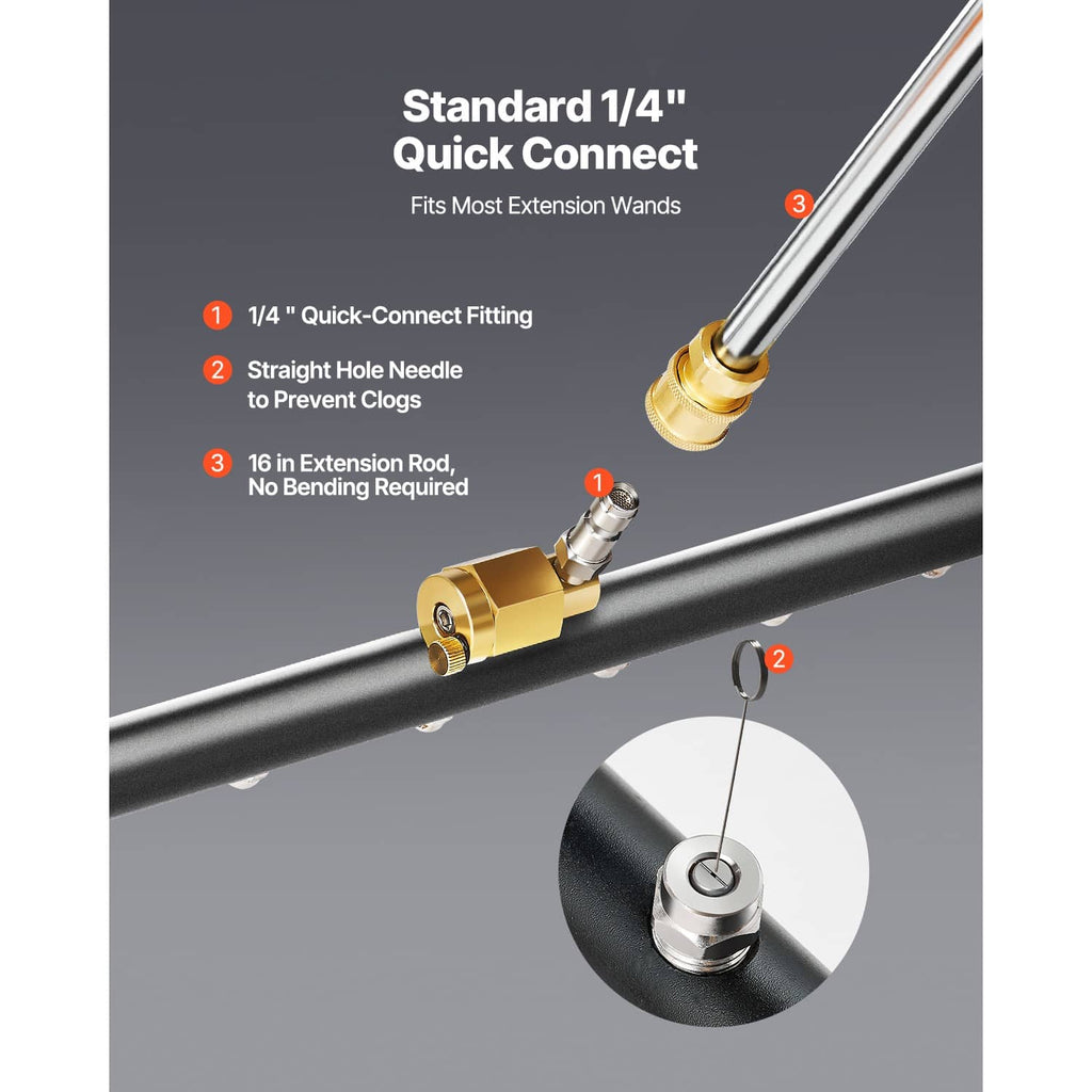 Undercarriage cleaner quick-connect fitting with 1/4-inch thread and gold valve connection
