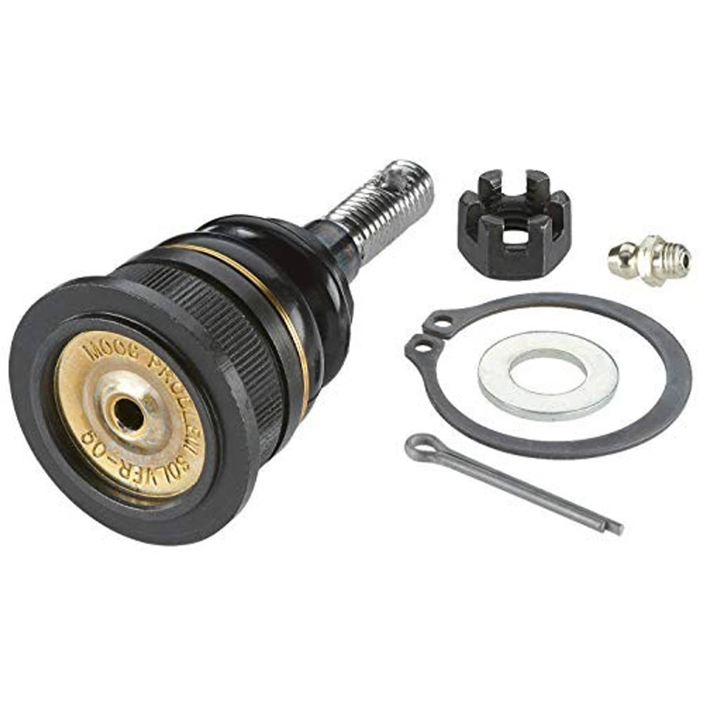 Front upper suspension ball joint with black housing, threaded stud, and seal kit