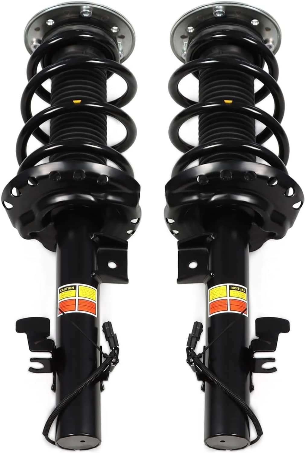 Pair of front shock absorber struts with black springs and silver cylinders.