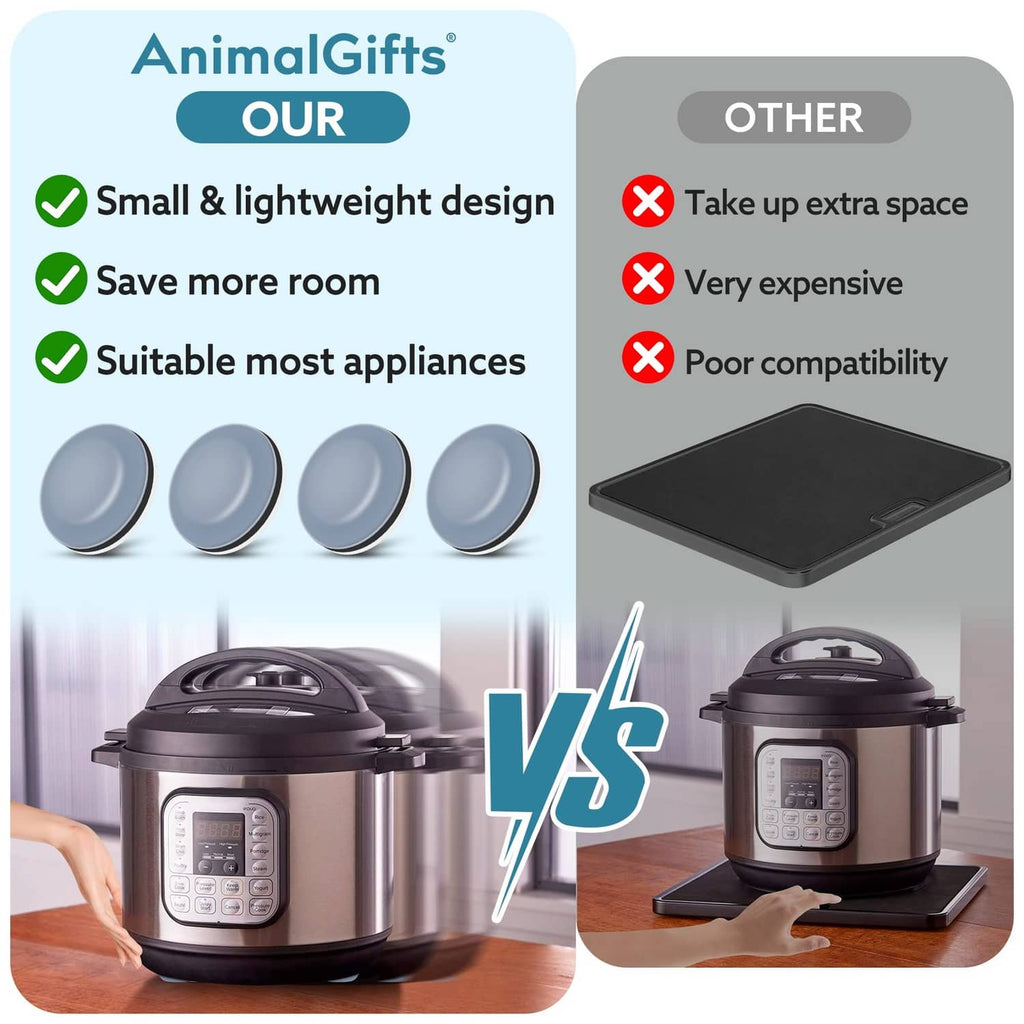 Round grey appliance sliders with compact, lightweight design