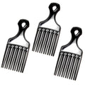 Three hair grooming combs with long handles and wide rounded teeth
