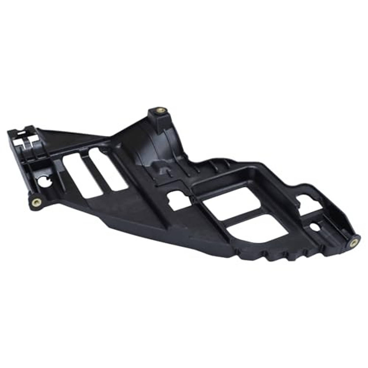 Single front headlight guide support bracket with mounting points, black plastic